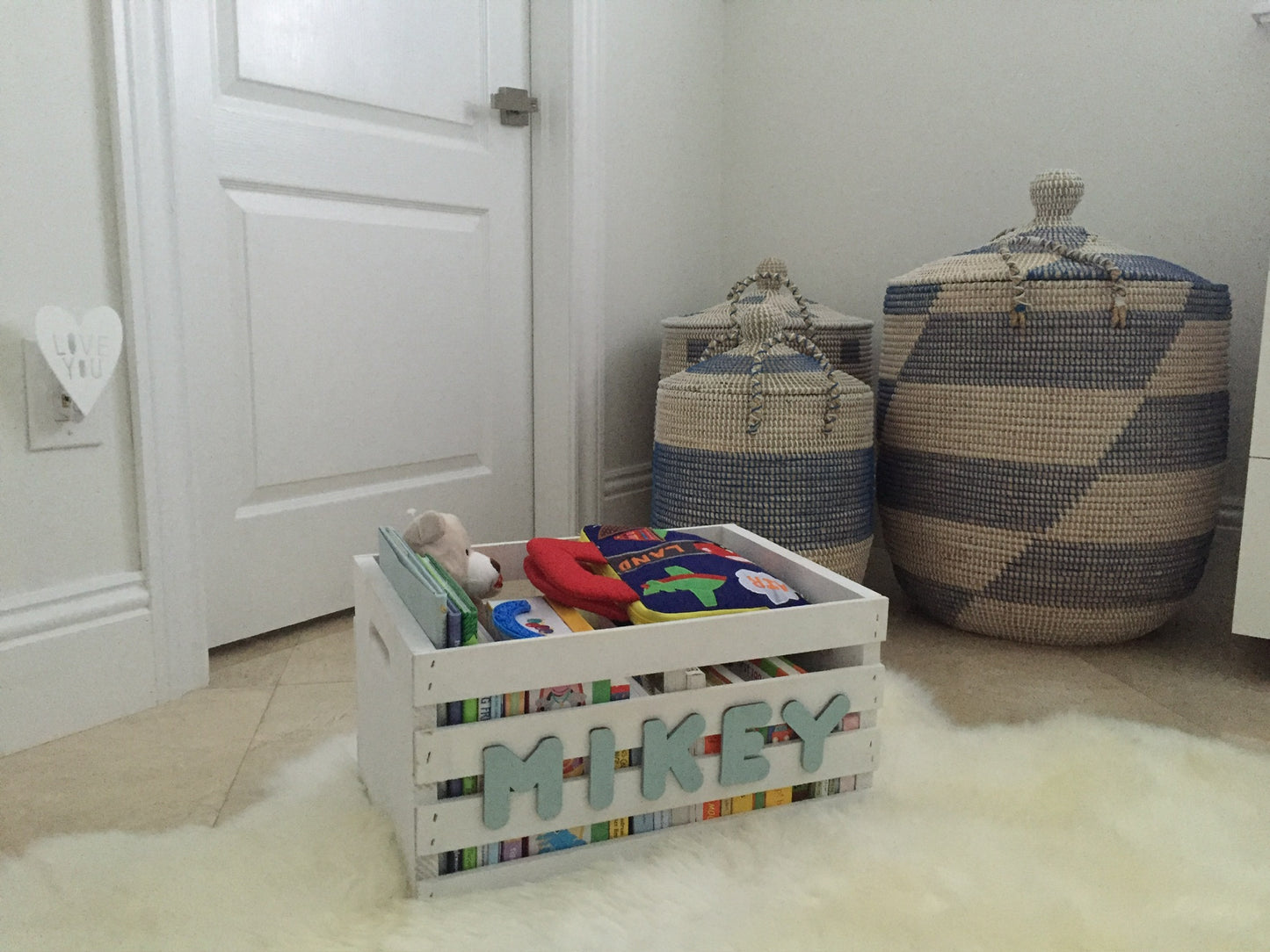 Personalized Baby Toy or Book Crate for Kids - Customizable Storage Boxes Organizers for Home