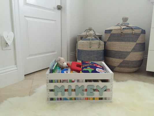 Personalized Baby Toy or Book Crate for Kids - Customizable Storage Boxes Organizers for Home