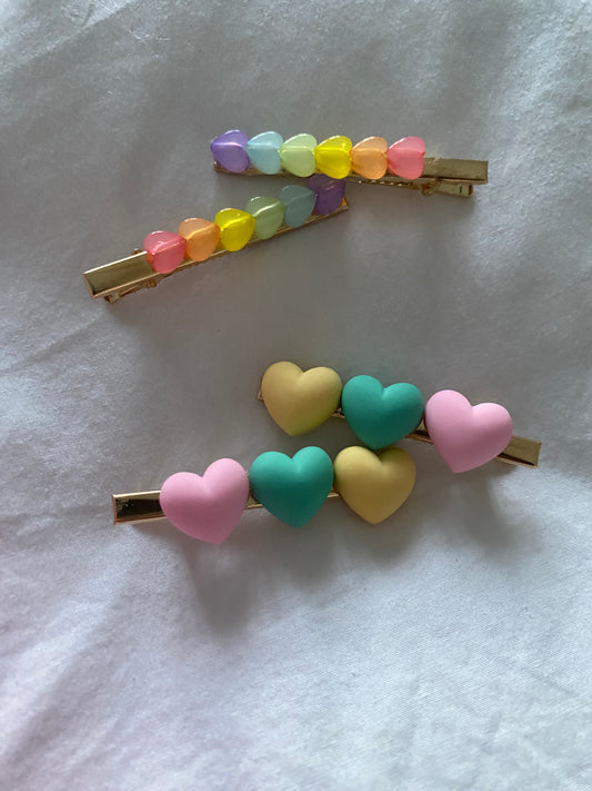 Candy Hearts Hair Clips for Kids & Adults